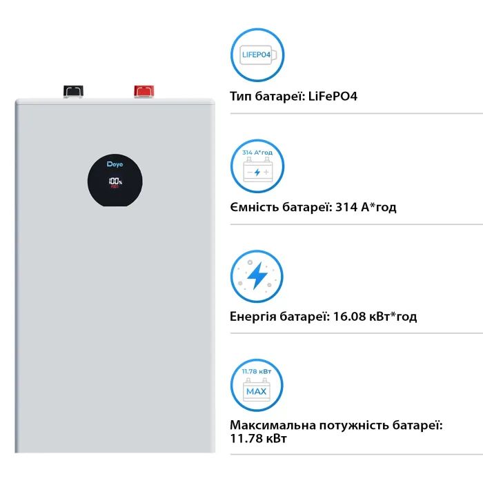 Батарея LiFePo4 Deye SE-F16-С, 51.2V - 314Ah, 16kWh (SE-F16-С) зображення 3