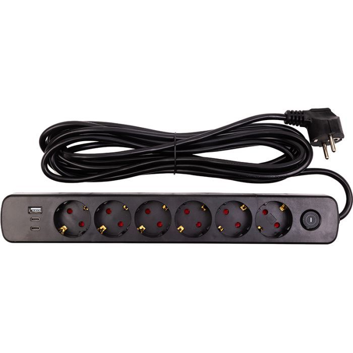 Сетевой фильтр питания PowerPlant 5м, 6 розеток, USB (YS-N6086/5c) (EX610679) изображение 2