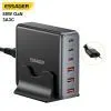 Зарядний пристрій Essager 3xUSB-C + 3xUSB-A 85W GaN black (EZC85W-SXB0G-Z) зображення 2