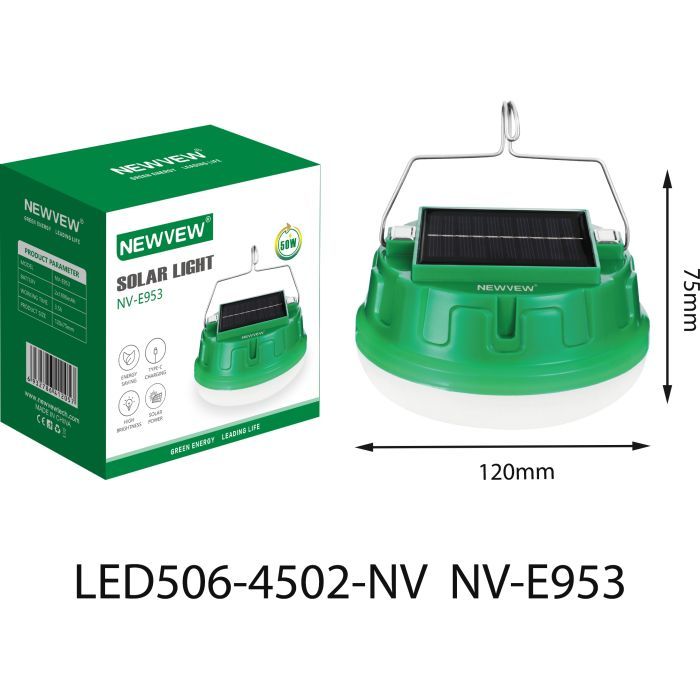 Фонарь NEWVEW NV-E953 50W Solar Panel 3600mAh Green (NWVW-NV-E953-GN) изображение 6