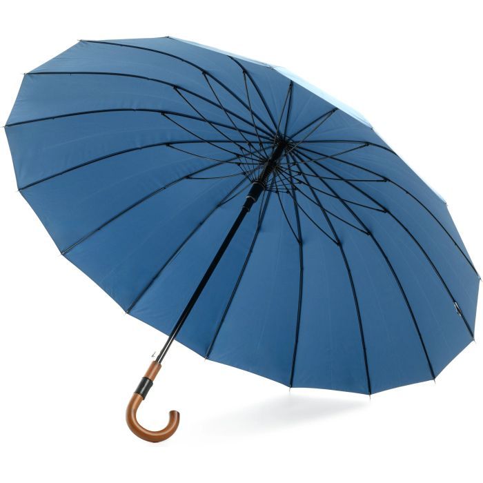 Зонт Krago тростина PRIME з дерев''яною ручкою синя (umb-16-002)