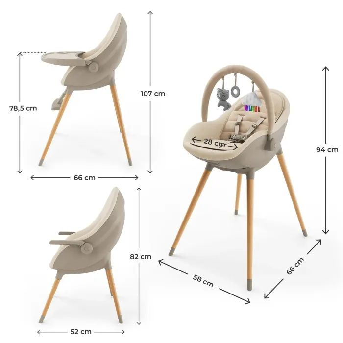 Стілець для годування Kinderkraft 2 в 1 Fini Up Beige (5902533930104) зображення 7