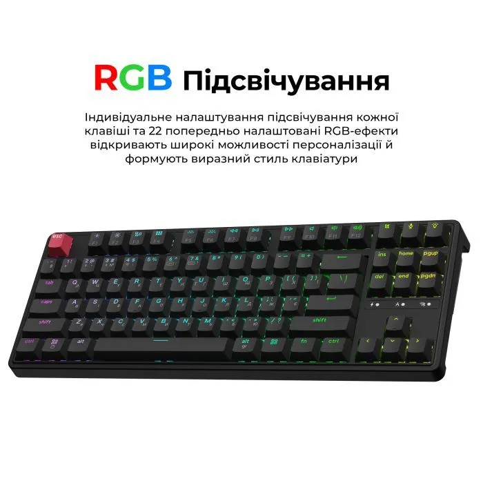 Клавиатура Keychron C3 Max Super Red Switch RGB Wireless/Bluetooth/USB UA Black (C3M-H1-UA) изображение 11