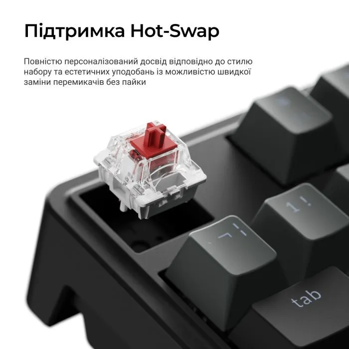 Клавиатура Keychron C3 Max Super Red Switch RGB Wireless/Bluetooth/USB UA Black (C3M-H1-UA) изображение 7