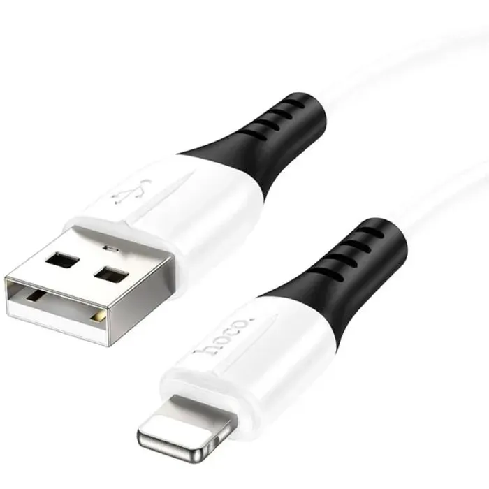 Дата кабель USB 2.0 AM to Lightning 1.0m 2.4A silicone X82 white HOCO (6931474768544) изображение 2