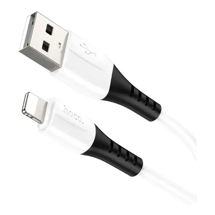 Дата кабель USB 2.0 AM to Lightning 1.0m 2.4A silicone X82 white HOCO (6931474768544) изображение 3
