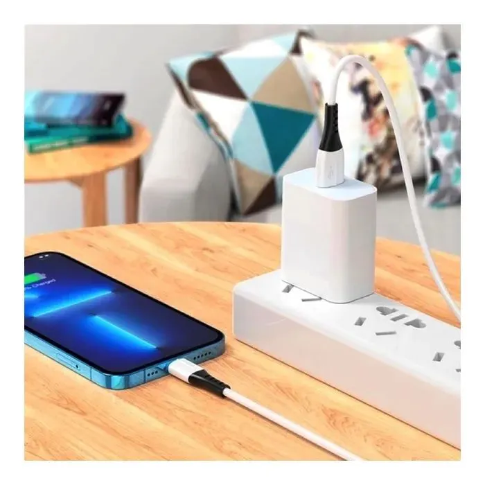 Дата кабель USB 2.0 AM to Lightning 1.0m 2.4A silicone X82 white HOCO (6931474768544) изображение 5