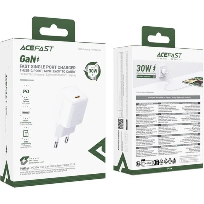 Зарядное устройство Acefast A118 USB-C PD30W GaN white (6974316285366) изображение 3