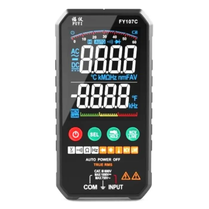 Цифровой мультиметр Fuyi FY107C, V, A, Ω, C, F, температура, тест диодов, емкость (FY107C)