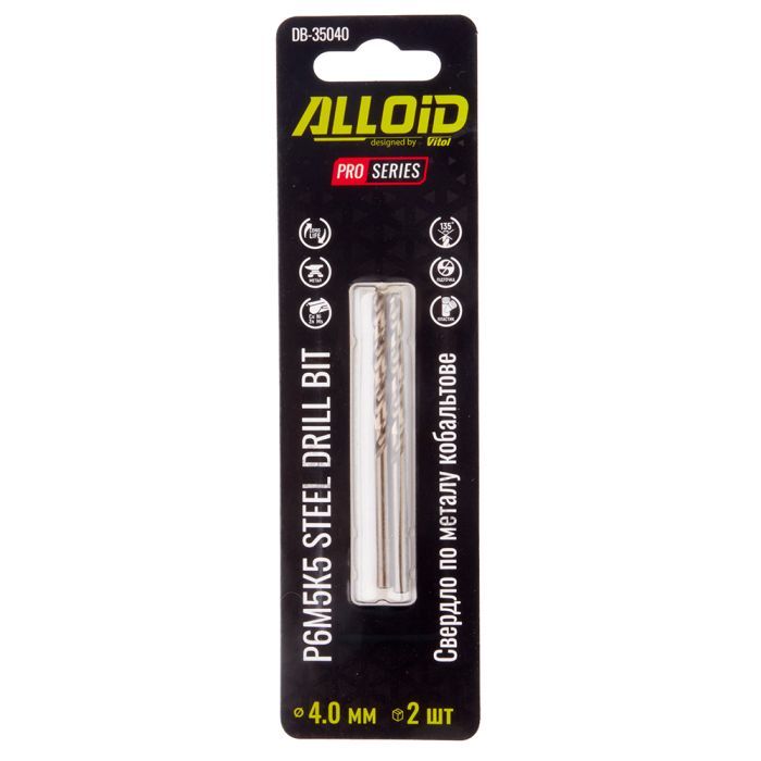 Сверло Alloid Pro, по металлу, кобальтовое, 3.2мм, Р6М5К5, 2шт. (DB-35032) изображение 2