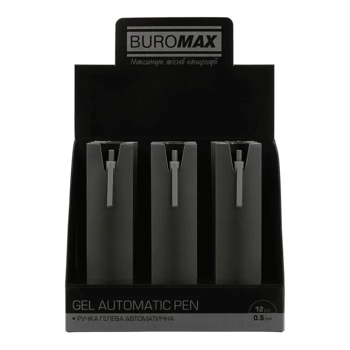 Ручка гелевая Buromax автоматическая SILK, 0,5 мм, синие чернила, темно серая (BM.83100-09) изображение 5