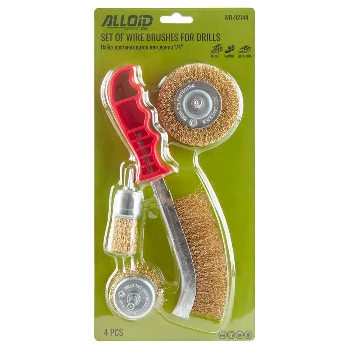 Щітка для електроінструменту Alloid дротяна, для дриля, 4шт., 1/4" (WB-92144) зображення 5