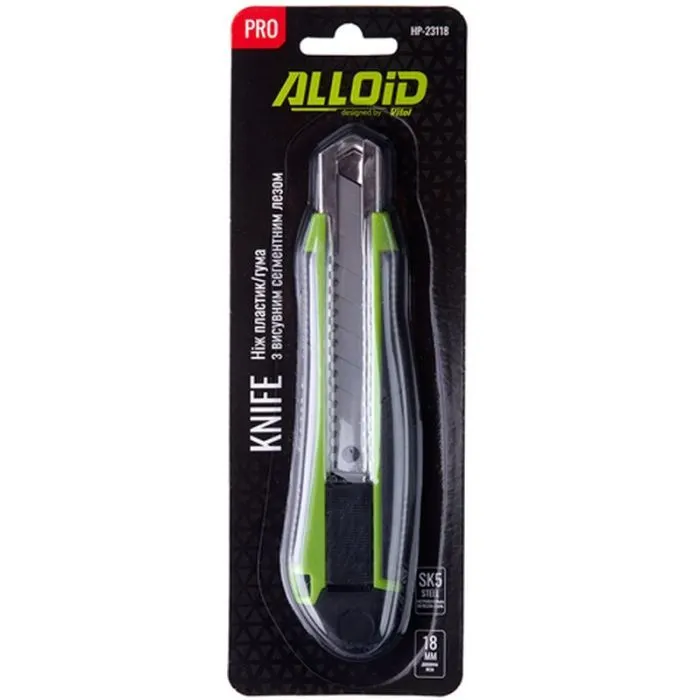 Нож канцелярский Alloid Pro, пластик/резина, с выдвижным сегментным лезвием, SK5, 18мм (HP-23118) изображение 5