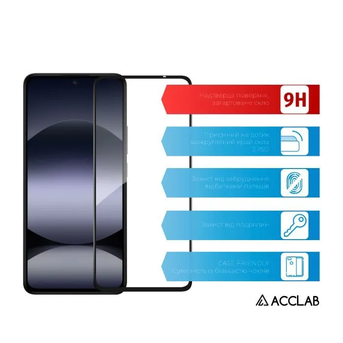 Скло захисне ACCLAB Full Glue Xiaomi Redmi Note 14 5G Black (1283126607264) зображення 3