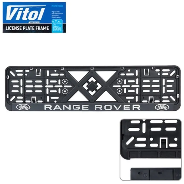 Рамка номерного знака Vitol з рельєфним написом RANGE ROVER (RN-VCH-15650-SR-RR-BN)