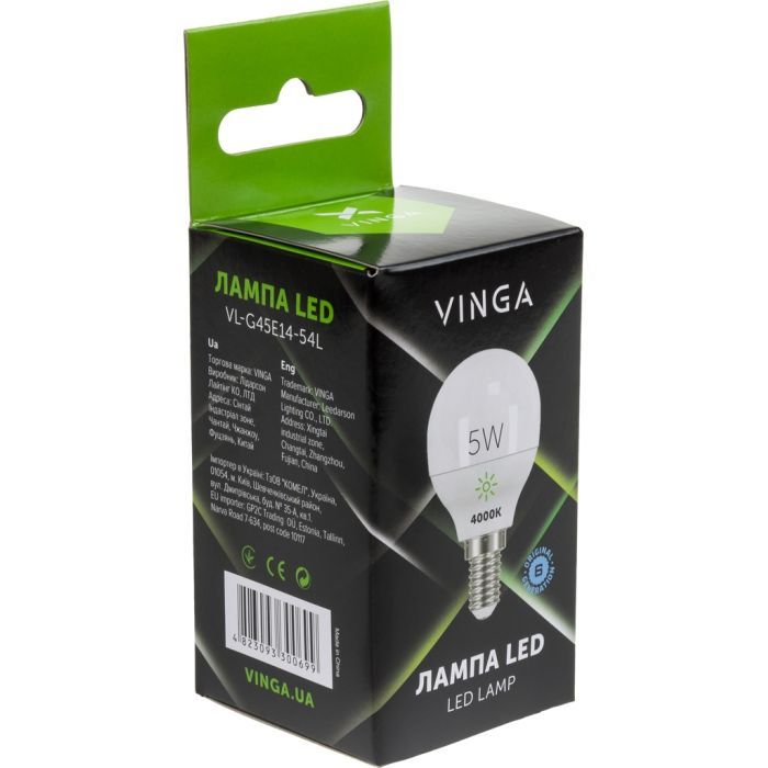 Лампочка Vinga VL-G45E14-54L зображення 2