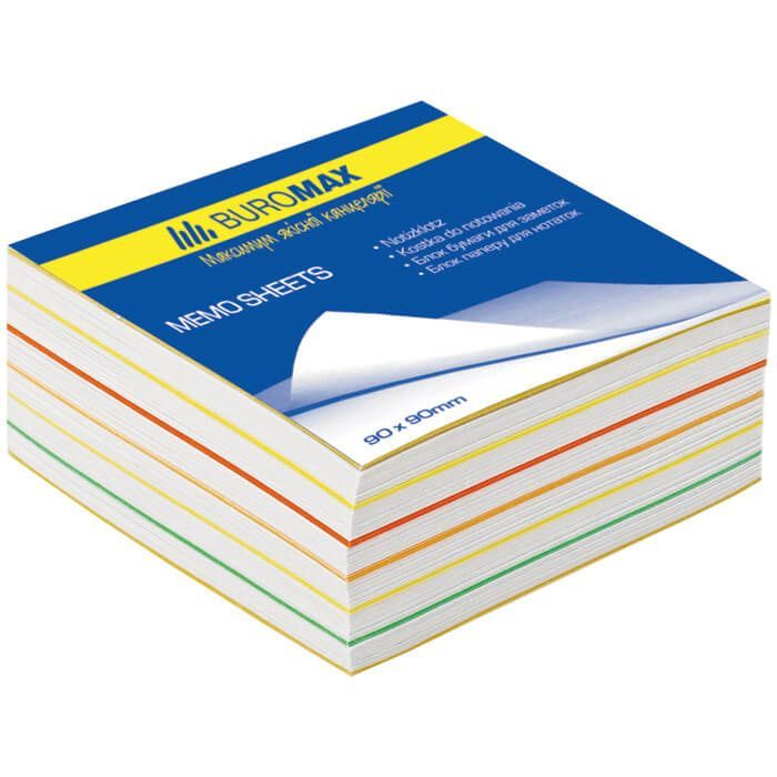 Бумага для заметок Buromax Rainbow 90х90х40мм, unglued (BM.2245)