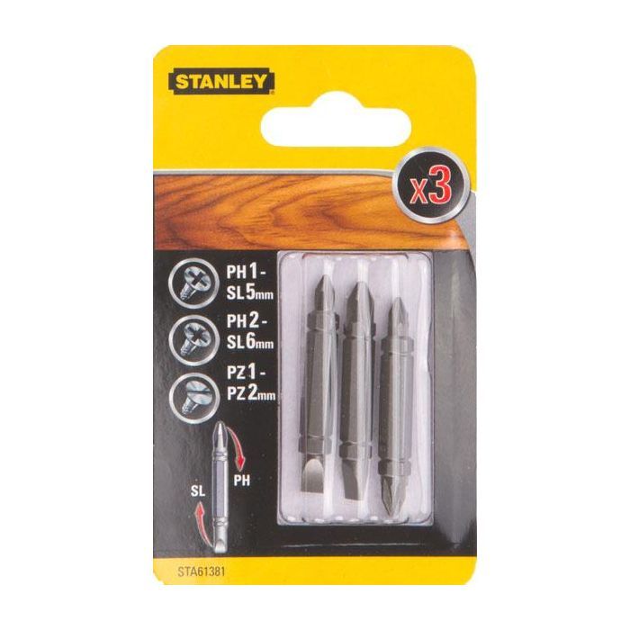 Набор бит Stanley двустор. Ph1-SL5,Ph2-SL6,Pz1-Pz2, 48мм, 3шт. (STA61381) изображение 2