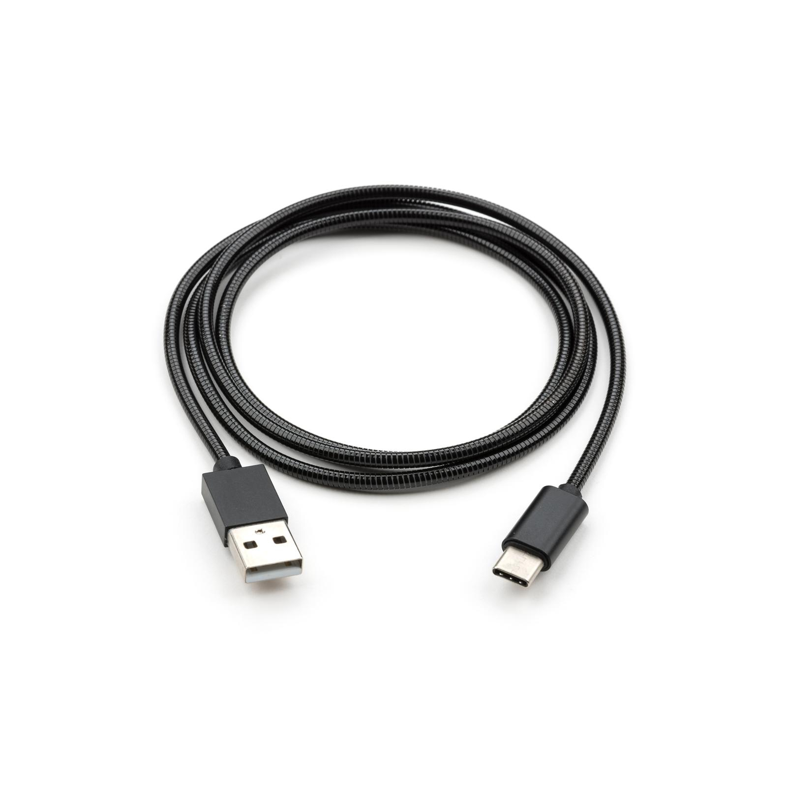 Дата кабель USB 2.0 AM to Type-C 1m stainless steel black Vinga (VCPDCTCSSJ1BK) зображення 2