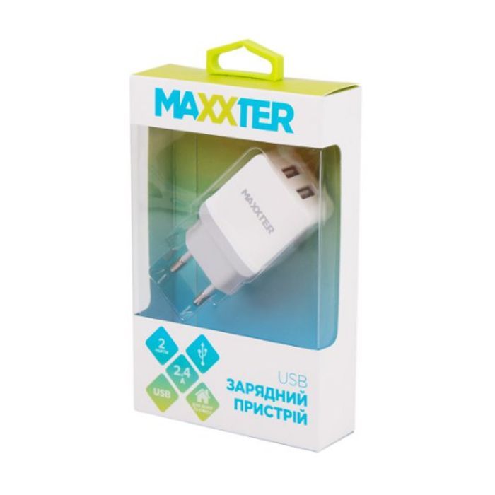 Зарядное устройство Maxxter 2 USB, 5V/2.4A (UC-25A) изображение 2