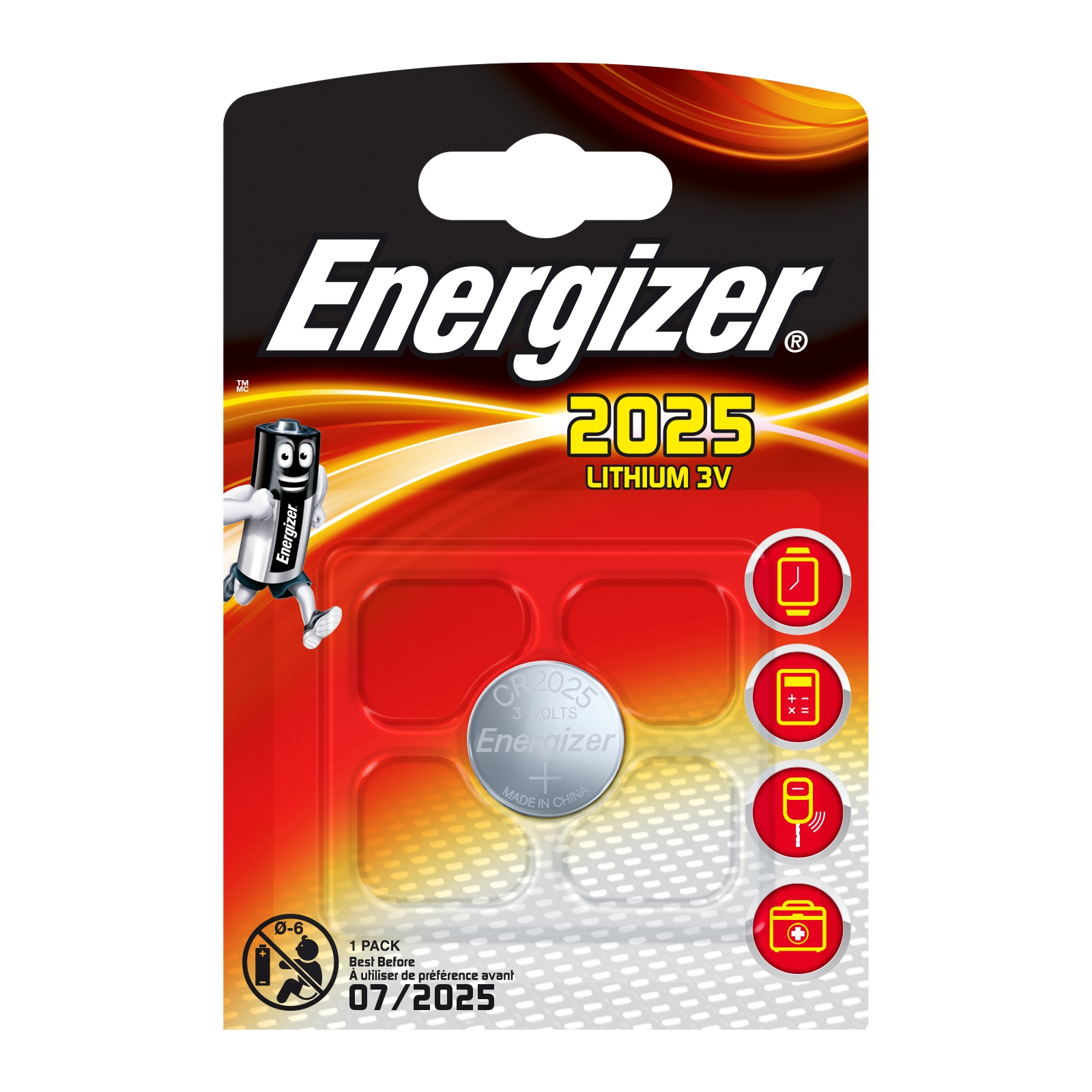 Батарейка Energizer CR2025 Lithium * 1 (638709)