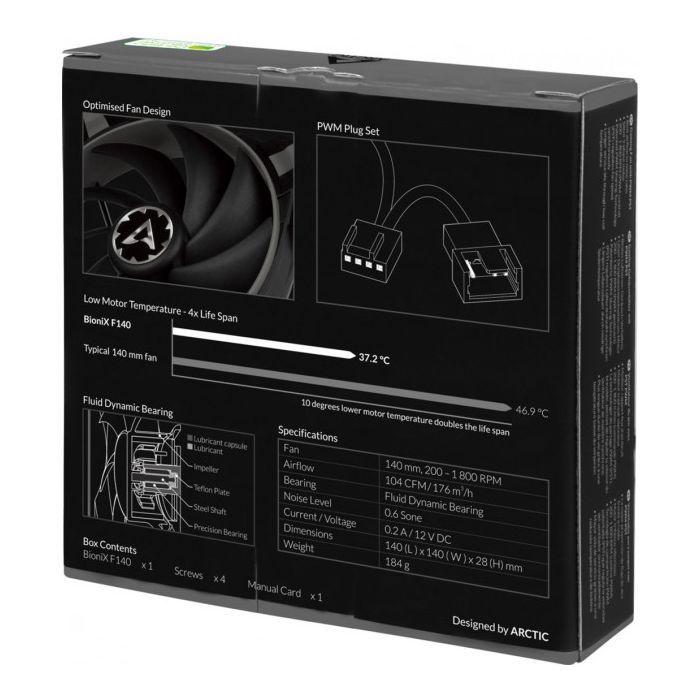 Кулер до корпусу Arctic BioniX F140 Grey (ACFAN00161A) зображення 6