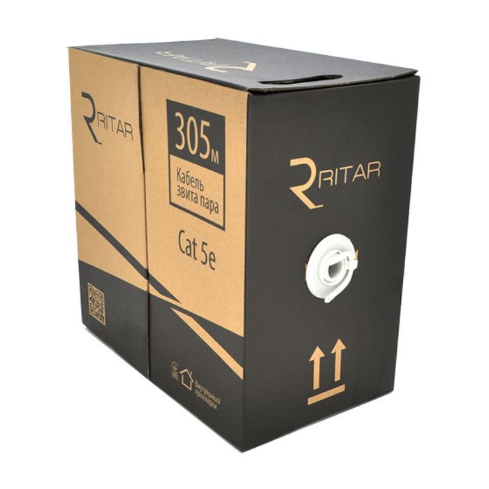 Кабель сетевой Ritar FTP 305м КНПЭп 4p 24AWG [СCA] внешний, проволока, катушка (11830)