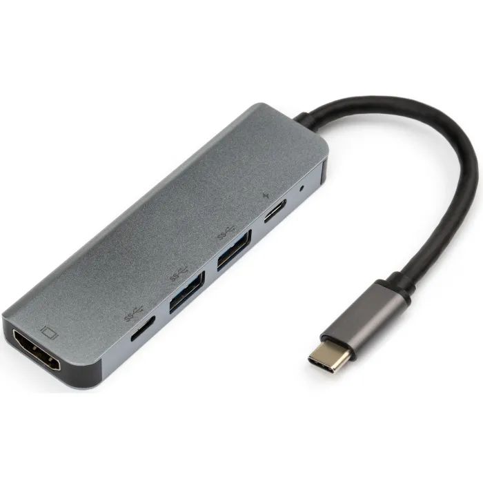 Концентратор Vinga Type-C to 4K HDMI+2*USB3.0+PD+USB-C 3.1 Gen1 aluminum (VCPHTC5AL)