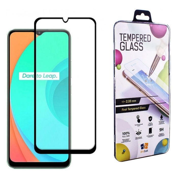 Скло захисне Drobak Realme C11 Full Cover Full Glue (Black) (222223) (222223)