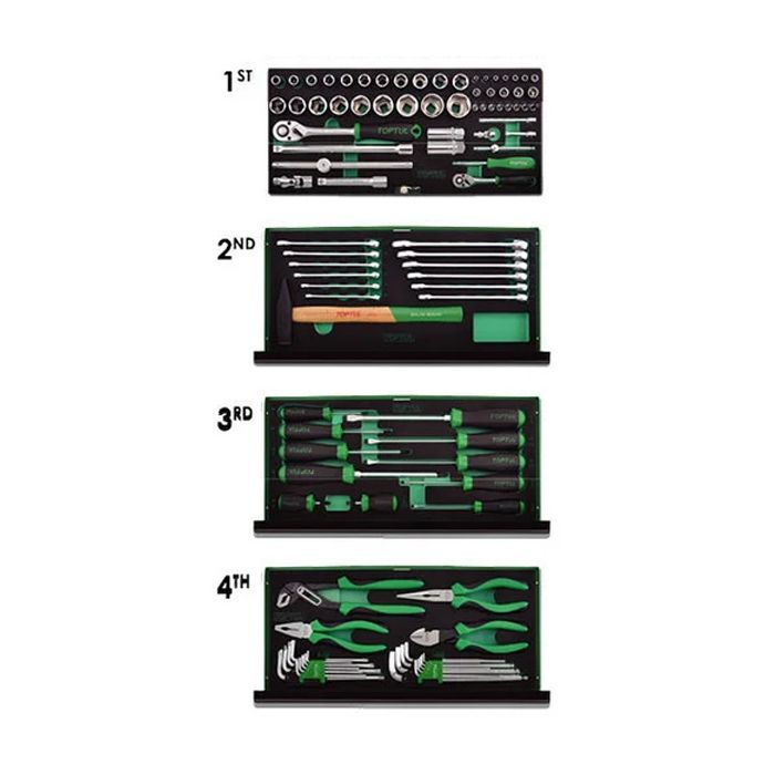 Набор инструментов Toptul в инструментальном ящике 3 секции 99 ед. (GCAZ0038) изображение 3
