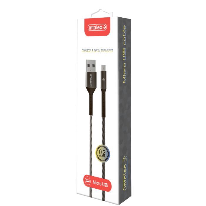 Дата кабель USB 2.0 AM to Micro 5P 0.2m Intaleo (1283126495632) зображення 2