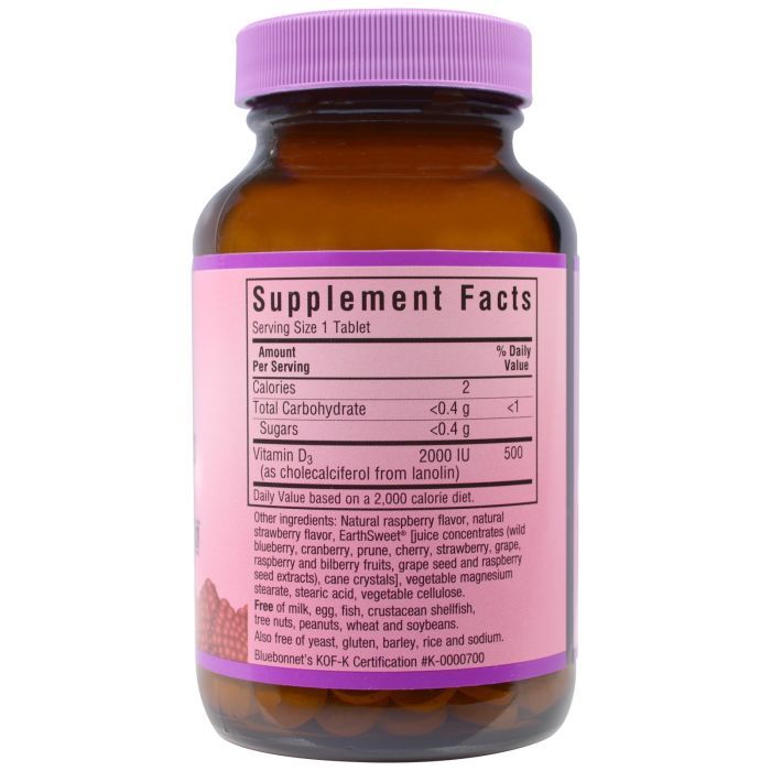 Витамин Bluebonnet Nutrition Витамин D3 2000IU, Вкус Малины, Earth Sweet Chewables, 90 ж (BLB-00364) изображение 2