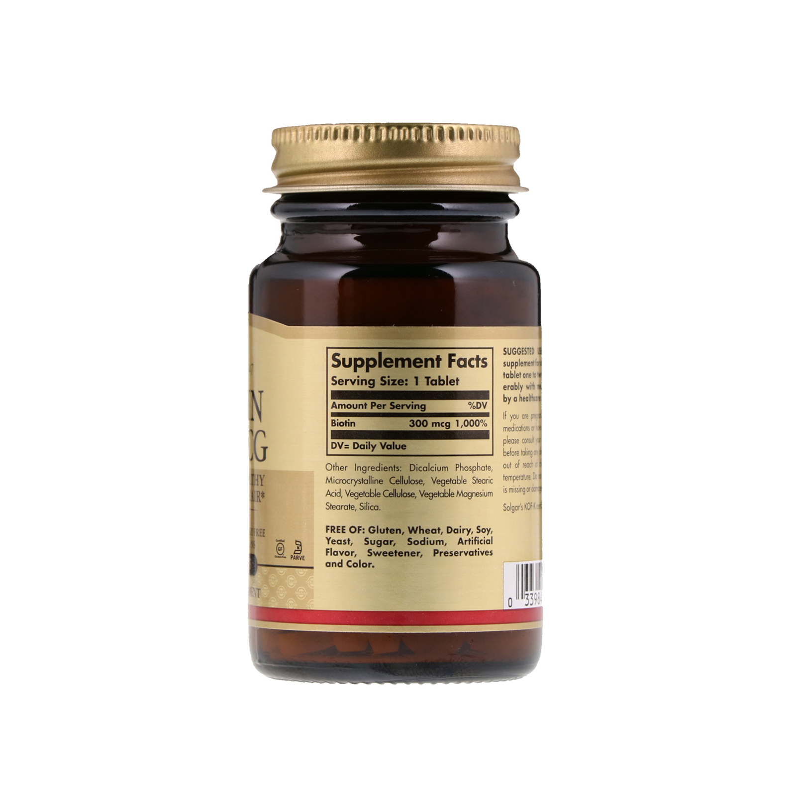 Вітамін Solgar Біотін (В7) 300 мкг, 100 таблеток (SOL-00280) зображення 2