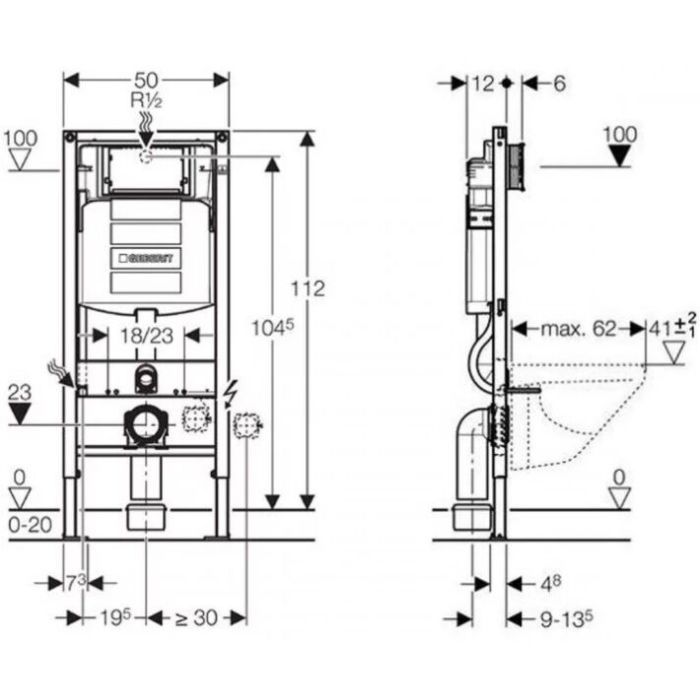 Инсталляция Geberit Duofix д / подв. унитаза (12см) (111.300.00.5) изображение 2