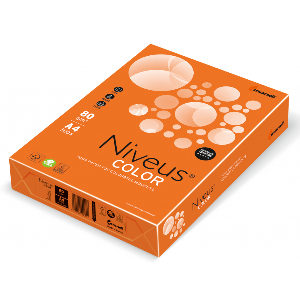 Бумага Mondi Niveus COLOR intensive Orange A4, 80g, 500sh (A4.80.NVI.OR43.500)