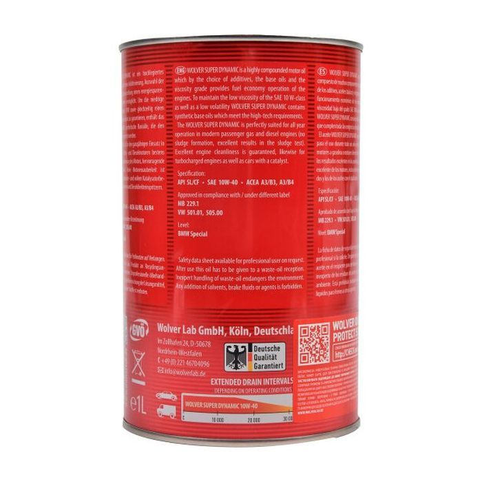 Моторное масло Wolver Super Dinamic 10W-40 4л (4260360940057) изображение 2