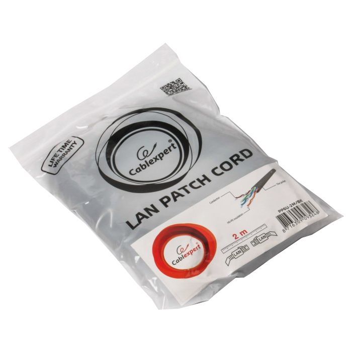 Патч-корд 2м UTP cat 6 CCA black Cablexpert (PP6U-2M/BK) зображення 2