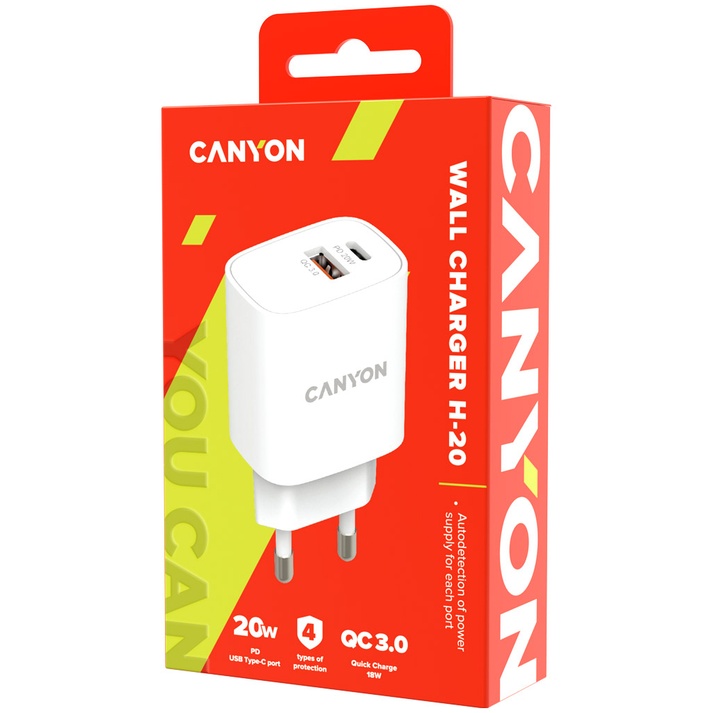 Зарядное устройство Canyon PD 20W/QC3.0 18W (CNE-CHA20W04) изображение 3