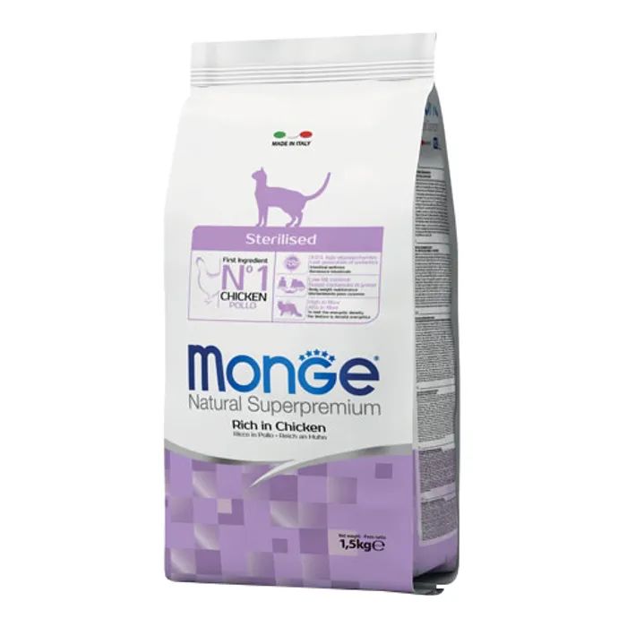 Сухий корм для кішок Monge Cat Sterilised зі смаком курки та лосося 1.5 кг (8009470011938)