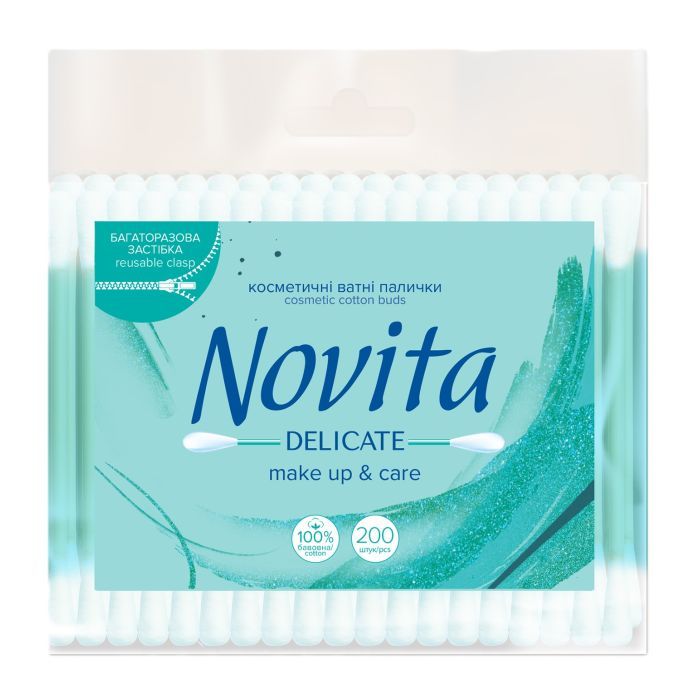 Ватные палочки Novita Delicate в полиэтиленовом пакете 100 шт. (4823071615906)