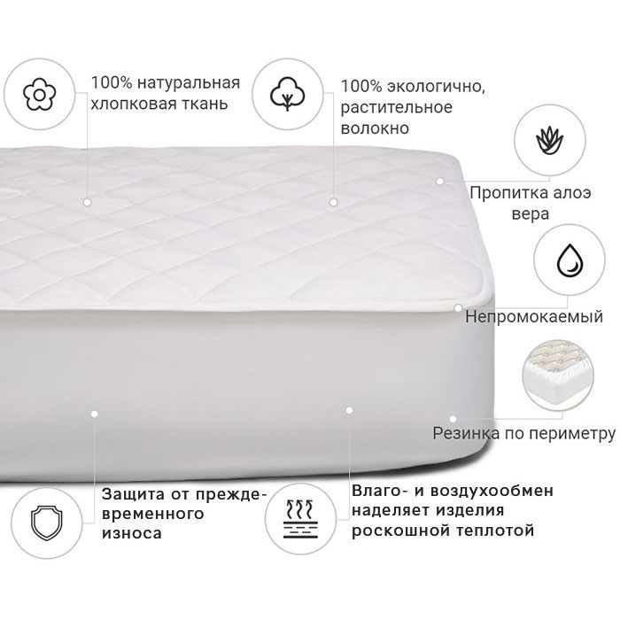 Наматрацник MirSon № 967 Natural Line Стандарт Cotton Aloe Vera 140x200 см (2200000837875) зображення 3