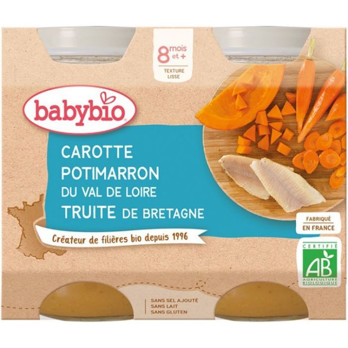 Дитяче пюре BabyBio органічнез моркви, китайського гарбуза та форелі +12 міс. 20 (3288131500560) зображення 3
