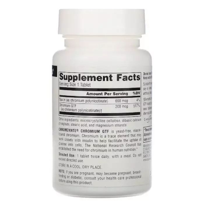Мінерали Source Naturals Хром GTF 200мкг, ChromeMate, 240 таблеток (SNS-00107) зображення 2