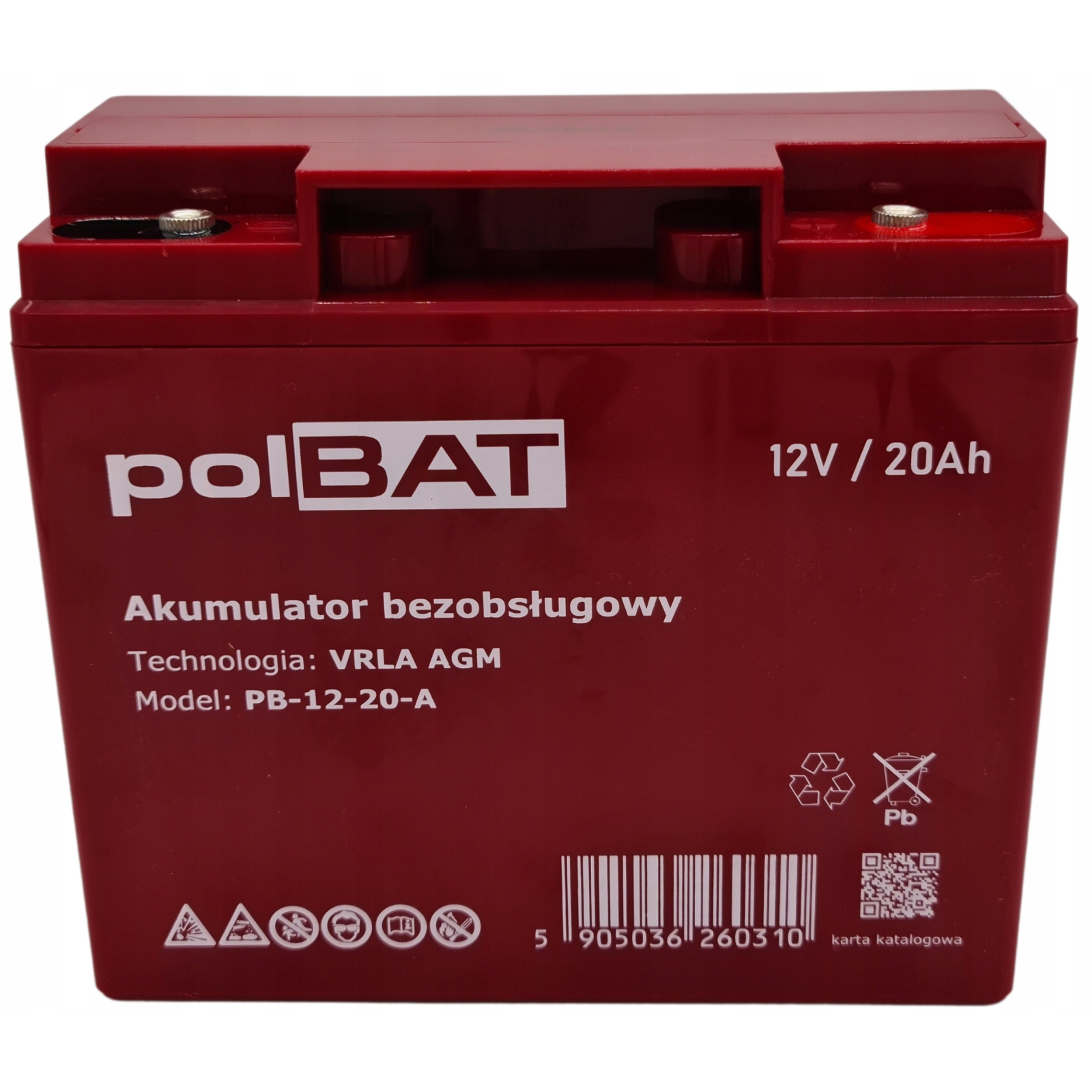 Батарея до ДБЖ polBAT AGM 12V-20Ah (PB-12-20-A) зображення 2