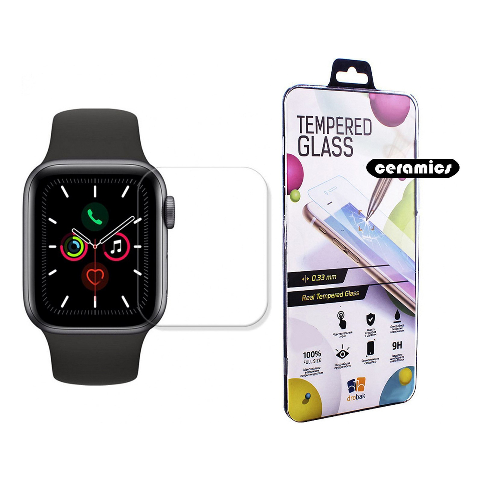 Пленка защитная Drobak Ceramics Apple Watch Series 5 44mm (2 шт) (313104)