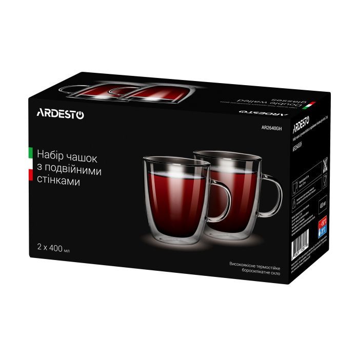 Набір чашок Ardesto 400 мл H 11,2 см 2 шт (AR2640GH) зображення 2