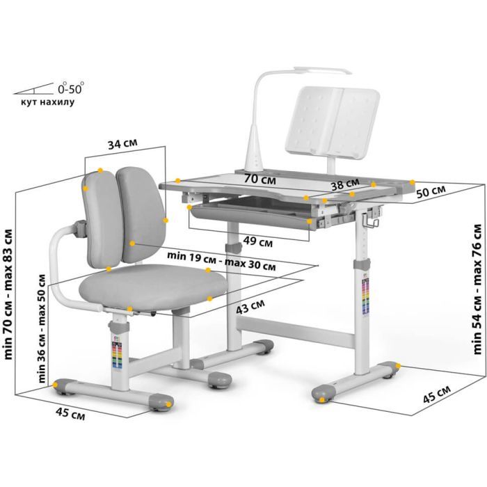 Парта зі стільцем Evo-kids BD-23 BL зображення 3