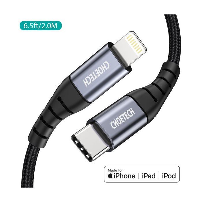 Дата кабель USB-C to Lightning 2.0m MFI Choetech (IP0041-BK) изображение 4