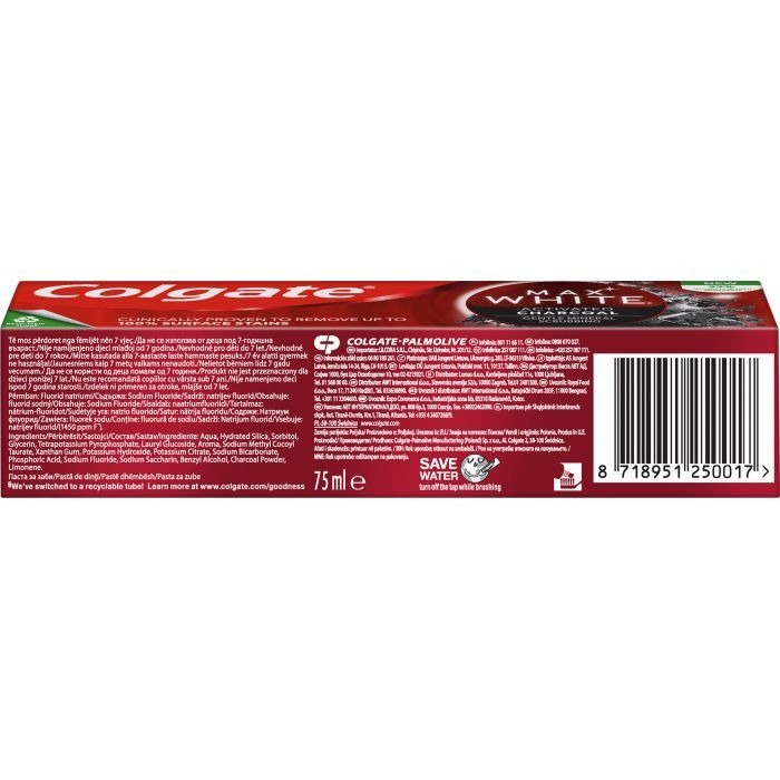 Зубная паста Colgate Max White Charcoal Optic White Отбеливающая с углем 75 мл (8718951250017) изображение 4