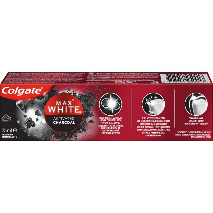 Зубная паста Colgate Max White Charcoal Optic White Отбеливающая с углем 75 мл (8718951250017) изображение 5